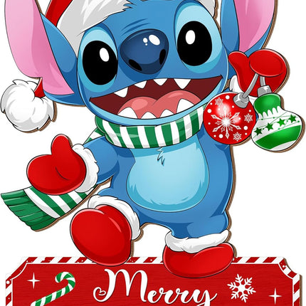 Christmas Cartoon Door Sign Decorations, Merry Christmas Front Door Hanger Wood Hanging Door Wreath, Winter Holiday Cute Wooden Wall Sign Home Party Yard Farmhouse Christmas Tree Decor Blue