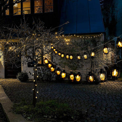 AceList 20 LED Black Lantern String Lights Mini Kerosene Lamp for Indoor Outdoor Patio Garden Holiday Home Ramadan Wedding Party Christmas Tree Year Decorations(Warm White Light)