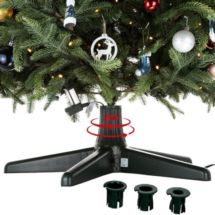 360-Degree Rotating Christmas Tree Stand for Artificial Trees Up to 7.5ft, Silent & Durable Metal Gear & POM Construction, Universal Fit for Most Fake Trees (Green)