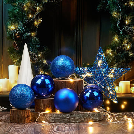 Emopeak 20 LED Christmas Tree Topper, 8 x 10 Inch Indoor Iron Art Star Treetop Light, Two Modes (Keep Light ON/Flash) Blue