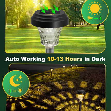 ROOR Ultra Bright Solar Lights 16 Pack, Outdoor Solar Pathway Lights, Warm White Yard Lights, IP67 Waterproof LED Garden Lights for Path Backyard Christmas Lawn Landscape Decorative