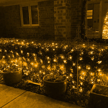 Dazzle Bright Christmas Net Lights, 360 LED 12FT x 5 FT Green Wire Waterproof Connectable Lights with 8 Modes, Christmas Outdoor Lights for Bushes Garden Party Wedding Holiday Decoration (Warm White)