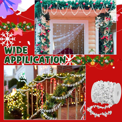 Bucherry 23ft Christmas Garland Crystal Acrylic Christmas Beaded Garlands Hanging Rustic Christmas Tree Decorations Twist Bead String Ornaments for Wedding Party Decor(Clear Iridescent)