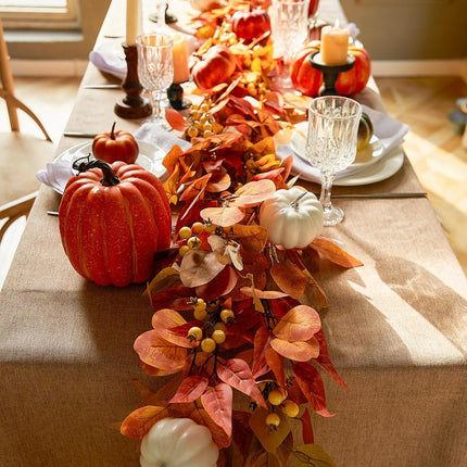 Thanksgiving Decorations - Clycaloor 13FT Fall Garland Maple Leaf, Artificial Autumn Hanging Vine Garland Thanksgiving Decor for Home Wedding Fireplace Party Christmas Halloween