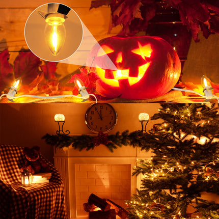 Christmas Village Lights with 10 LED Warm-White Bulb,Decoration for Christmas Village Houses,Halloween Holiday,C7 Christmas Village Light Cord