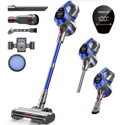 Cordless Vacuum Cleaner, Powerful Multi Cyclone Stick Vacuum With Large Floor Brush, 8 In 1 Lightweight Handheld Vacuum 40Mins Runtime, Ideal For Hardwood Floors Carpets Blue