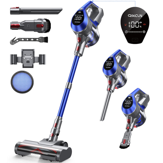Cordless Vacuum Cleaner, Powerful Multi Cyclone Stick Vacuum With Large Floor Brush, 8 In 1 Lightweight Handheld Vacuum 40Mins Runtime, Ideal For Hardwood Floors Carpets Blue