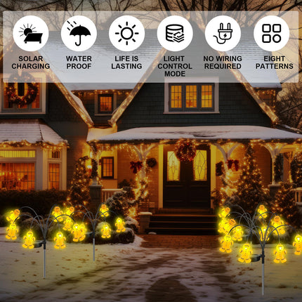 4 Pack Solar Christmas Pathway Lights Solar Gingerbread Man Christmas LED Lights Gingerbread Yard Stake Lights Solar Christmas Decorations for Xmas Holiday Yard Patio Pathway Decor
