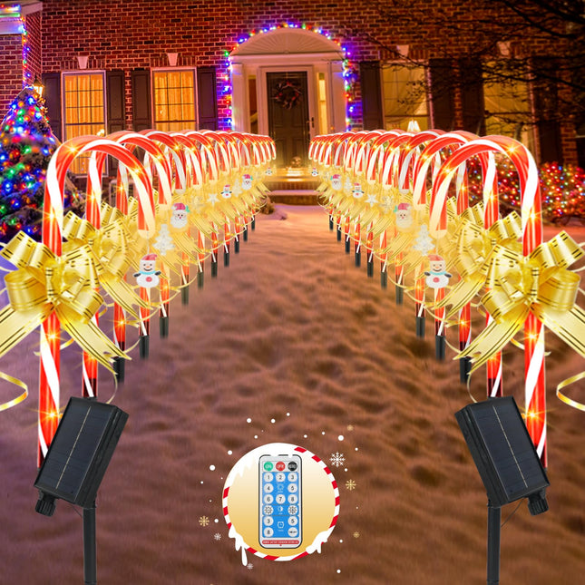 Christmas Decorations Candy Cane Lights - 24 Pack d Solar Christmas Decorations Outdoor Lights Waterproof with 8 Light Modes for Party Patio Garden Lawn Yard Decor