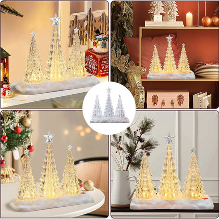 Tabletop Christmas Tree with Light and Music - Battery Operated Crystal Clear Acrylic Christmas Tree Light with 8 Christmas Songs for Tabletop Home Office Holiday Decorations , Warm White
