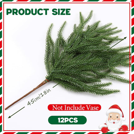 TOCHGREEN 6PCS Christmas Norfolk Pine Branches Artificial Greenery Norfolk Pine Stems Sprigs Faux Xmas Branches Plants Pine Needles for DIY Crafts Garland Wreath Home Garden Decor (6pcs)