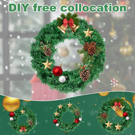 Christmas Wreaths for Front Door Outside, Wreaths for Christmas Decorations,12" Canadian Artificial Pine Christmas Wreath for Christmas Day Party,Unlit Wreaths for All Seasons (2, Green 12")