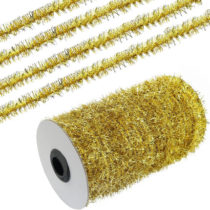 XGNG Gold 50 Yards Metallic Holiday Tinsel Garland Twist Tinsel Garland Decoration Christmas Tinsel Garland Thin Glitter Tinsel for Christmas Tree Birthday Party Wedding Decorations Supplies