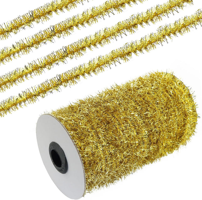 XGNG Gold 50 Yards Metallic Holiday Tinsel Garland Twist Tinsel Garland Decoration Christmas Tinsel Garland Thin Glitter Tinsel for Christmas Tree Birthday Party Wedding Decorations Supplies