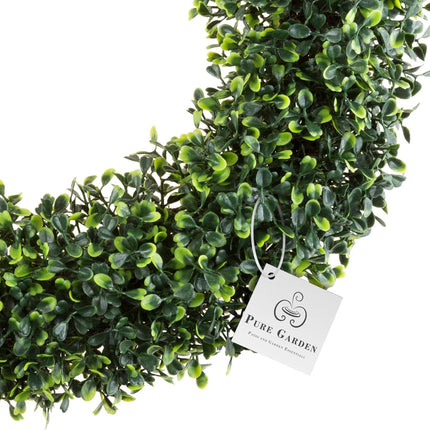 Pure Garden 19.5-Inch Boxwood Wreath - Round UV Resistant Artificial Spring, Summer, Fall, or Winter Wreath - Indoor/Outdoor Wreaths for Front Door