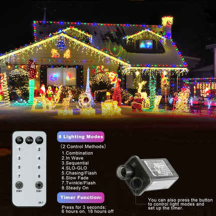 Christmas Lights 800LED 262FT,IP65 Waterproof Plug in Christmas Tree Lights with Remote,Timers,8 Modes,Plug in LED Christmas Lights,for Xmas Bedroom Yard Garden Party Decorations