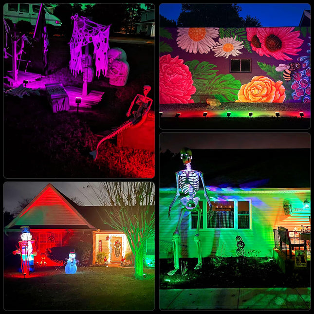 WELALO Solar Color Changing Spot Lights Outdoor, Waterproof Solar Christmas Lights with 7 Modes, Multicolor RGB Landscape Spotlights for Garden Yard Driveway Lawn Patio Pathway Decorations, 6 Pack