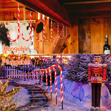 Brightown 12Packs Christmas Candy Cane Pathway Lights Markers with Stake 24.5" Outdoor LED Christmas Decorations Lights 8 Modes for Yard Patio Xmas Outdoor Path Garden Walkway, Warm White