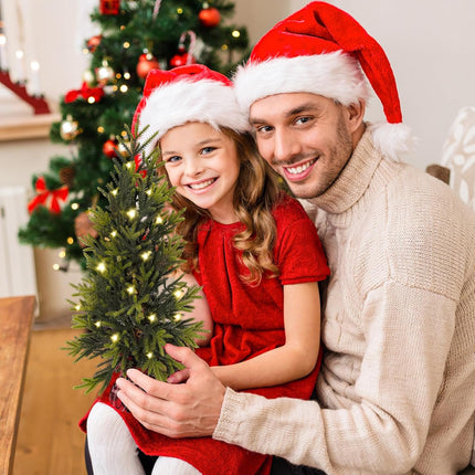 2Ft Pre-lit Christmas Tree Mini Christmas Tree with Lights Tabletop Artificial Christmas Tree for Xmas,Small Light up Pine Tree Spring Home Decorations,Holiday Decor