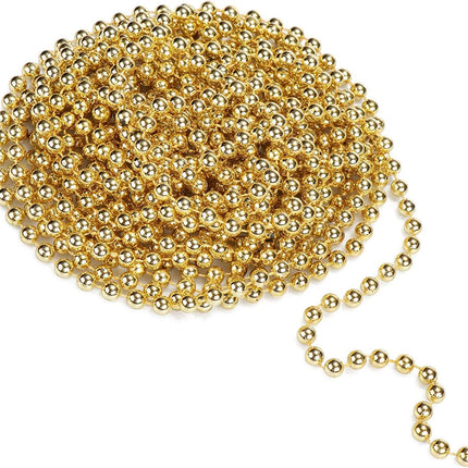 31 Feet Christmas Beaded Garland Shiny Beads Strand for Christmas Tree, Valentine, Exhibition, Wedding, Costume, DIY Decoration (Gold-31ft)