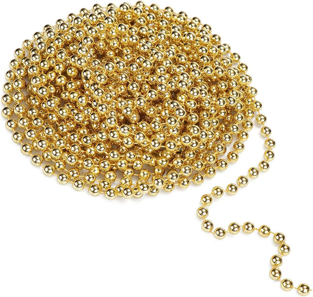 31 Feet Christmas Beaded Garland Shiny Beads Strand for Christmas Tree, Valentine, Exhibition, Wedding, Costume, DIY Decoration (Gold-31ft)