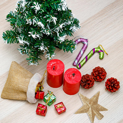 2 Pcs Mini Christmas Tree Topper, Small Tree Topper Glitter Stars Xmas Tree Topper Small Christmas Ornaments Christmas Star Treetop for Xmas Holiday Party Decor (2.4 Inch)