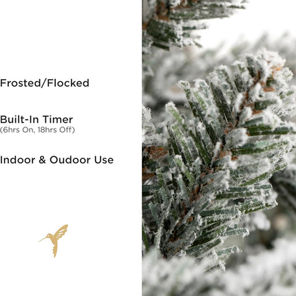 Papyrus 2 Pack of 9 ft Pre-Lit Frosted Blue Spruce Garland, Artificial, Warm White Light, Battery Powered, Indoor/Outdoor