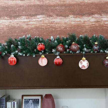 3.14 Inch Red Silk Christmas Ball Ornaments, 9 Pcs Satin Christmas Tree Hanging Ornaments Wreath Garland Decor Xmas Balls for Home, Holiday, Wedding, Xmas Hanging Decorations