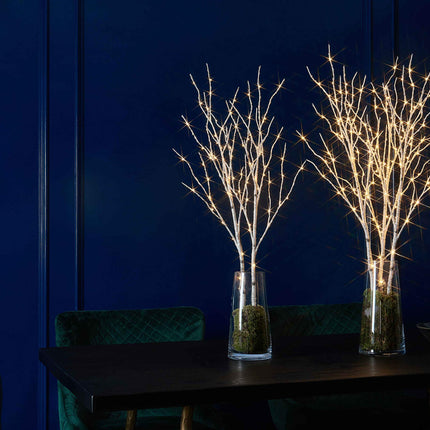 Fudios Lighted Branches 150 LED Fairy Lights with Timer 32in Plug in, Electric Lit White Birch Twigs for Vase Christmas Inside Outside Decor 1 Set