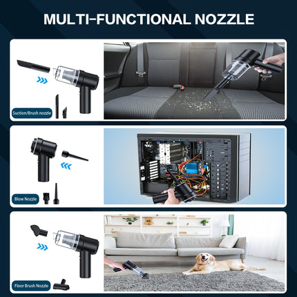 Handheld Car Vacuum Cleaner, Cordless Vacuum Cleaner, Usb Rechargeable Mini Vacuum Cordless With Led Light, Portable Vacuum With Vacuum Cleaner And Air Duster 2 In 1 For Carhomeofficepet
