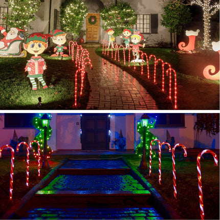 2 Set 24 Pcs Christmas Solar Candy Cane Lights 18.6" LED Pathway Markers Lights with Stake Festive Candy Cane Lights for Christmas Holidays Decor Lighting Driveway Walkway Home Yard Xmas Decorations