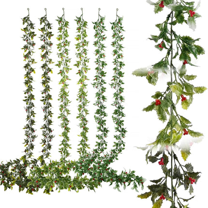 6 Pack 5.57ft Artificial Greenery Garland for Christmas Decorations, Leaf Garland for Room Decor, Fake Vines Hanging Plants for Home Bedroom Garden Wall Wedding Decor