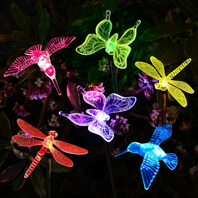 Solpex Solar Garden Lights, 6 Pack Solar Butterfly Lights Christmas Outdoor Decorations, MultiColor Changing Led Solar Light Stak