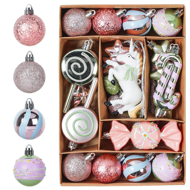 Christmas Ornament Set 32PCS, Shatterproof Plastic Christmas Tree Ornaments Decorations with Hooks, Decorative Hanging Ball Ornament for Xmas Tree Decorations Wedding Holiday Party Home Decor