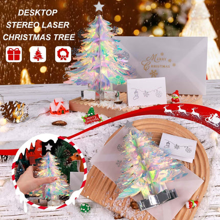 Hatisan Pop Up Christmas Tree, 7.87 inch Small Christmas Tree 3D Pop Up Card Trees with Christmas Card and Envelope for Christmas Decorations s