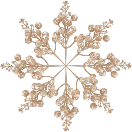Champagne Gold Ornaments for Christmas Tree Decorations,36 Pack Christmas Tree Picks, Artificial Glitter Berries Stems, Champagne Gold Christmas Tree Stems for Christmas Tree Topper, Filler, Wreath