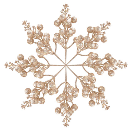 Champagne Gold Ornaments for Christmas Tree Decorations,18 Pack Christmas Tree Picks, Artificial Glitter Berries Stems, Champagne Gold Christmas Tree Stems for Christmas Tree Topper, Filler, Wreath