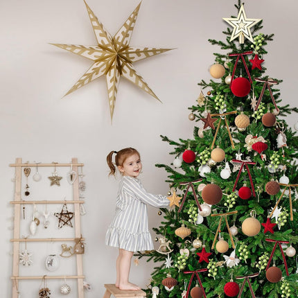 95 PCS Velvet Christmas Tree Decorations Set, 70 Assorted Velvet Flocked Ball Ornament 12 Velvet Bow 1 Top Star 12 Glitter Berry Stems for Xmas Holiday Tree Wreath(Wine Red, Brown, Khaki)