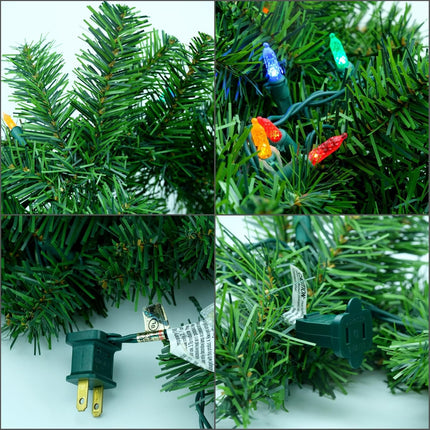 9 Feet Christmas Garland with 50 Multicolor Lights, Artificial Pine Garland with LED String Lights (Multicolor Light)