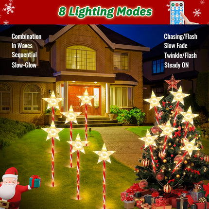 Christmas Candy Cane Lights, Solar Christmas Landscape Lights with Timer Remote, Waterproof Outdoor Pathway Lights Christmas Decorative Lights for Christmas Decor Garden Yard Walkway Markers, 12 Pack
