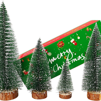 Small Christmas Tree - Christmas Table Decorations, Fake Flocked Xmas Tree Decor Mini Tinsel Christmas Tree for Kitchen Mantel Office Bedroom Window Table Top