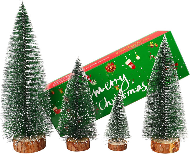 Small Christmas Tree - Christmas Table Decorations, Fake Flocked Xmas Tree Decor Mini Tinsel Christmas Tree for Kitchen Mantel Office Bedroom Window Table Top