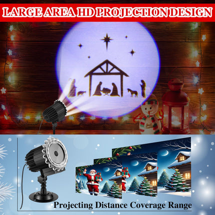 Tuanse Christmas Nativity Projector Lights LED Flood Light Holiday Projector Lights Outdoor, Nativity Scene Christmas Projector with Stars for Halloween Xmas Party Garden Landscape Decoration