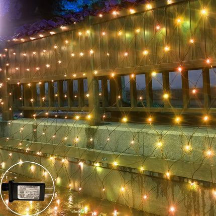300LED Net Lights, 14.8ft x 5ft 8 Modes Connectable Christmas Outdoor String Mesh Lights, Waterproof Decorative Fairy Lights Plug in for Xmas Tree Bushes Holiday Garden Wedding Party - Warm White