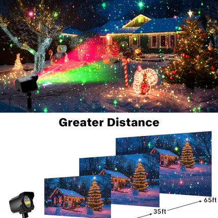 Laser Christmas Projector Lights Outdoor, Outdoor Garden Laser Lights, Landscape Lights with Red and Green Stars, Efficient Heat Dissipation, Suitable for Holiday, Party, Garden Decoration (Black)