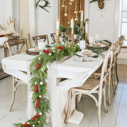 Pine Garland Christmas Decoration, 6ft Christmas Greenery Garland Realistic Cypress Garland Cedar Garland for Holiday Mantel Fireplace Table Centerpiece Decor