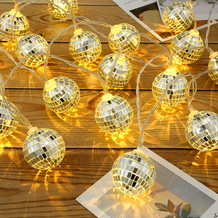Nosiny 40 LED Disco Ball Mirror String Lights, Multicolor, Indoor/Outdoor, 3m/9.84ft per piece