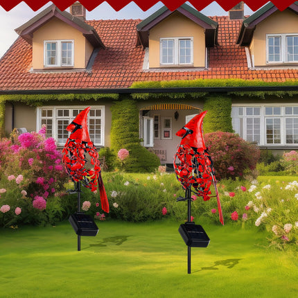 VIHOSE Cardinal Decor Garden Stake Solar Cardinal Garden Decor Metal Red Cardinal Bird Solar Lights Cardinal s for Christmas Outside Outdoor Yard Patio Lawn Porch Cemetery Grave