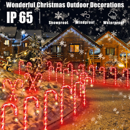 20 Pack 36" Candy Cane Lights Outdoor Pathway Real 30" Tall Candy Cane Pathway Lights, 62FT Christmas Decorations Outside, 8 Falshing Modes Christmas Candy Cane Lights, 30V Warm LED Lights Snowflake