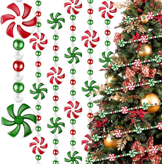 16 feet Christmas Candy Garland Acrylic Peppermint Candy Christmas Tree Garland for Christmas Party Decorations